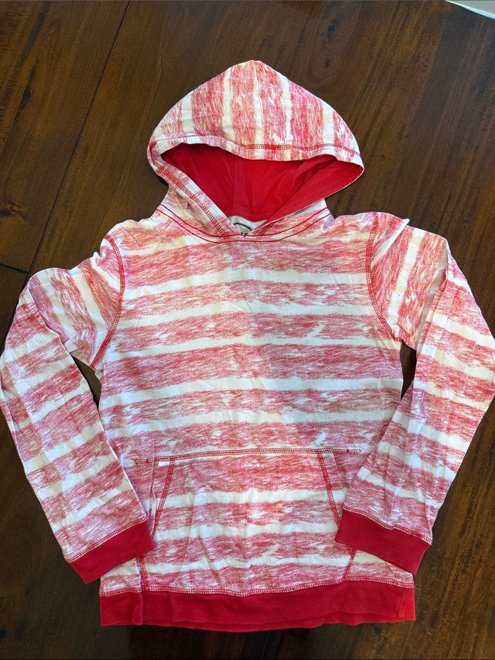 BKE Red and White Striped Hooded Sweatshirt